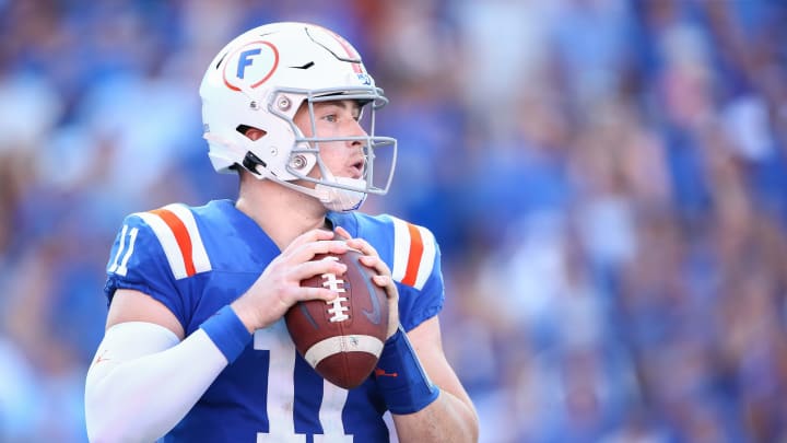GAINESVILLE, FLORIDA – OCTOBER 05: Kyle Trask #11 of the Florida Gators looks on during the second quarter of a game against the Auburn Tigers at Ben Hill Griffin Stadium on October 05, 2019 in Gainesville, Florida. (Photo by James Gilbert/Getty Images)