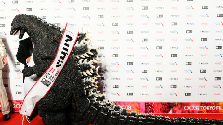 TOKYO, JAPAN - OCTOBER 25: Fiction character Godzilla attends the opening of the Tokyo International Film Festival 2018 on October 25, 2018 in Tokyo, Japan. (Photo by Keith Tsuji/Getty Images)