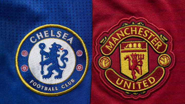Chelsea and Manchester United club crests (Photo by Visionhaus)