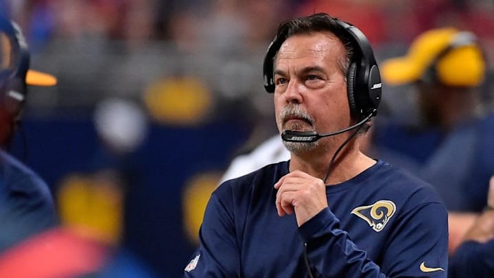 Dec 17, 2015; St. Louis, MO, USA; St. Louis Rams head coach Jeff Fisher in the game between the St. Louis Rams and the Tampa Bay Buccaneers during the second half at the Edward Jones Dome. Mandatory Credit: Jasen Vinlove-USA TODAY Sports