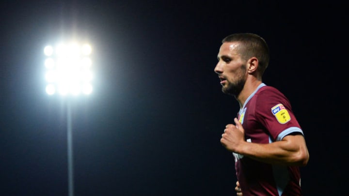 BURTON-UPON-TRENT, ENGLAND - AUGUST 28: Conor Hourihane of Aston Villa looks on during the Carabao Cup Second Round match between Burton Albion and Aston Villa at Pirelli Stadium on August 28, 2018 in Burton-upon-Trent, England. (Photo by Nathan Stirk/Getty Images)