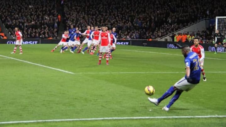 Mahrez is among many other things, a free kick wizard Photo Credit: Ronnie Macdonald, Wikimedia Commons