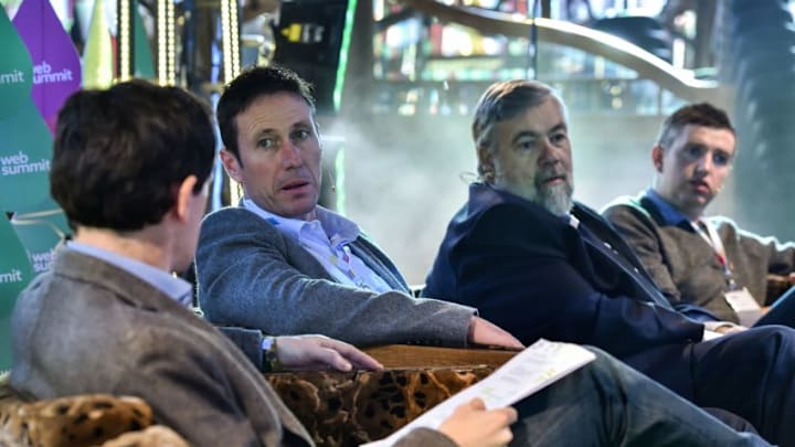 Boston Red Sox consultant Bill James (second from right). (Photo by Sportsfile/Corbis via Getty Images)