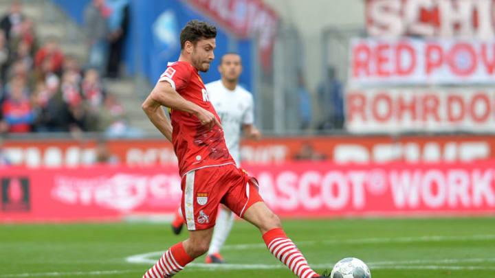 COLOGNE, GERMANY - FEBRUARY 16: (BILD ZEITUNG OUT) Jonas Hector of 1. FC Koeln controls the ball during the Bundesliga match between 1. FC Koeln and FC Bayern Muenchen at RheinEnergieStadion on February 16, 2020 in Cologne, Germany. (Photo by Ralf Treese/DeFodi Images via Getty Images)
