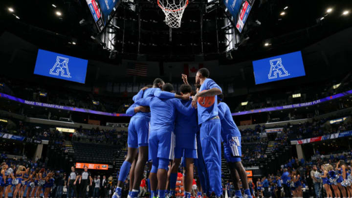 MEMPHIS, TN - FEBRUARY 22: The Memphis Tigers huddle together before a game against the Houston Cougars during a game on February 22, 2020 at FedExForum in Memphis, Tennessee. Memphis defeated Temple 60-59. (Photo by Joe Murphy/Getty Images)