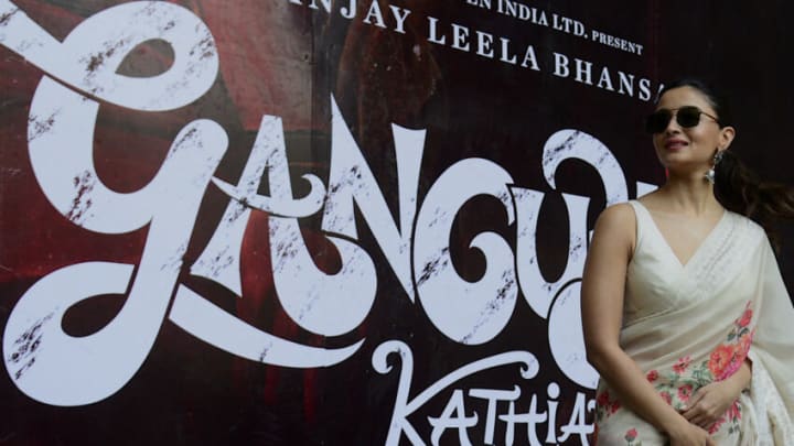 Bollywood actress Alia Bhatt takes part in the promotional activity of a film Gangubai Kathiawadi starred by her in Mumbai on February 25, 2022. (Photo by SUJIT JAISWAL / AFP) (Photo by SUJIT JAISWAL/AFP via Getty Images)
