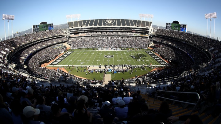 OAKLAND, CALIFORNIA – NOVEMBER 03: A general view during the Oakland Raiders game against the Detroit Lions at RingCentral Coliseum on November 03, 2019 in Oakland, California. (Photo by Ezra Shaw/Getty Images)