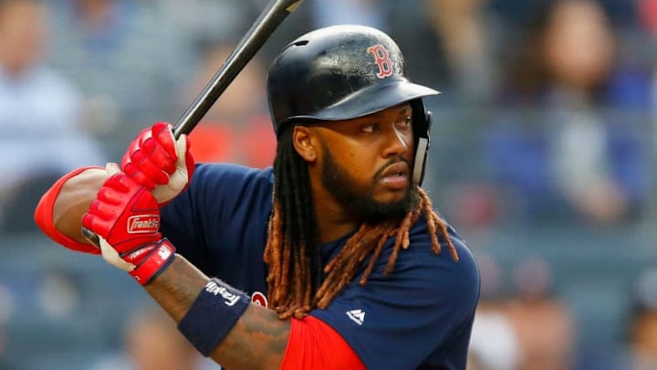 NEW YORK, NY - MAY 10: (NEW YORK DAILIES OUT) Hanley Ramirez #13 of the Boston Red Sox in action against the New York Yankees at Yankee Stadium on May 10, 2018 in the Bronx borough of New York City. The Red Sox defeated the Yankees 5-4. (Photo by Jim McIsaac/Getty Images)