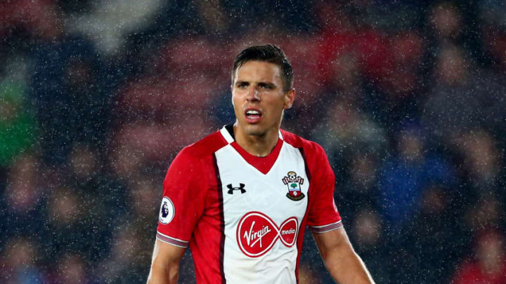 SOUTHAMPTON, ENGLAND - AUGUST 02: Jan Bednarek of Southampton in action during the Pre-Season Friendly match between Southampton and FC Augsburg at St Mary's Stadium on August 2, 2017 in Southampton, England. (Photo by Jordan Mansfield/Getty Images)