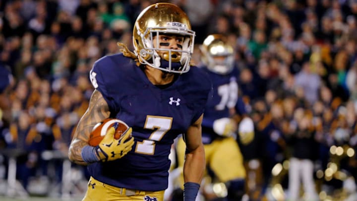 SOUTH BEND, IN - NOVEMBER 14: Will Fuller #7 of the Notre Dame Fighting Irish rushes against the Wake Forest Demon Deacons during the third quarter at Notre Dame Stadium on November 14, 2015 in South Bend, Indiana. The Notre Dame Fighting Irish won 28-7. (Photo by Jon Durr/Getty Images)