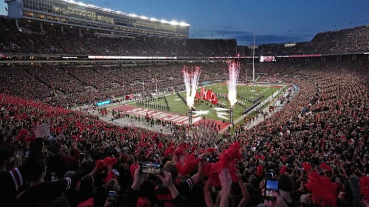 Sep 24, 2022; Columbus, Ohio, USA; Ohio Stadium under the lights before the NCAA Division I football game between the Ohio State Buckeyes and the Wisconsin Badgers at Ohio Stadium. There are several night games this season. Mandatory Credit: Doral Chenoweth/The Columbus DispatchNcaa Football Wisconsin Badgers At Ohio State Buckeyes
