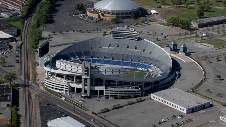 Aerial view of the Liberty Bowl on Thursday, April 9, 2020, in Memphis.040920mempisaerials11