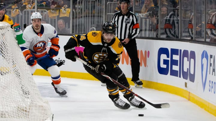 BOSTON, MA – MAY 29: Jake DeBrusk #74 of the Boston Bruins skates against the New York Islanders in Game One of the Second Round of the 2021 Stanley Cup Playoffs at the TD Garden on May 29, 2021 in Boston, Massachusetts. The Bruins won 5-2. (Photo by Rich Gagnon/Getty Images)
