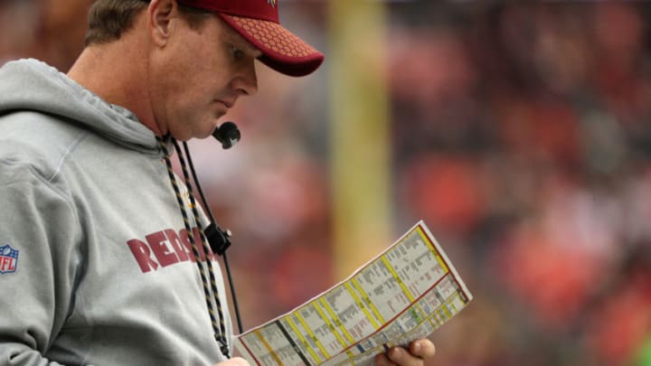 LANDOVER, MD - DECEMBER 17: Head Coach Jay Gruden of the Washington Redskins stands on the sidelines in the third quarter against the Arizona Cardinals at FedEx Field on December 17, 2017 in Landover, Maryland. (Photo by Patrick Smith/Getty Images)