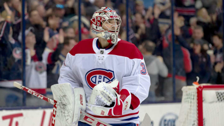 COLUMBUS, OH - MARCH 28: Montreal Canadiens goaltender Carey Price (31) reacts after being scored on in a game between the Columbus Blue Jackets and the Montreal Canadiens on March 28, 2019 at Nationwide Arena in Columbus, OH. (Photo by Adam Lacy/Icon Sportswire via Getty Images)