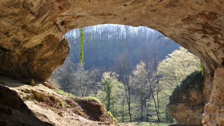 Entrance to the archaeological site of Vindija Cave, Croatia.