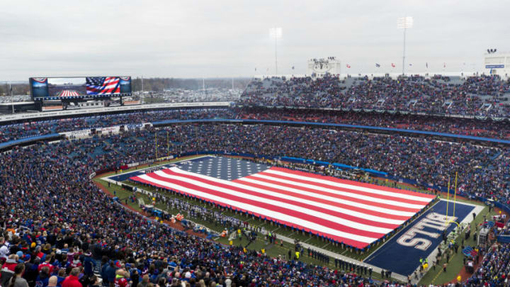 American Flag is displayed over the field (Photo by Brett Carlsen/Getty Images)