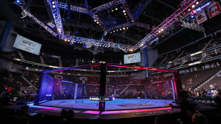 JACKSONVILLE, FL - APRIL 24: General view of the octagon prior to UFC 261 at VyStar Veterans Memorial Arena on April 24, 2021 in Jacksonville, Florida. (Photo by Alex Menendez/Getty Images)