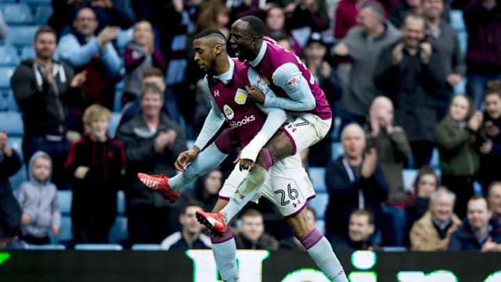 BIRMINGHAM, ENGLAND - MARCH 11 : Jonathan Kodjia of Aston Villa scores his second goal for Aston Villa during the Sky Bet Championship match between Aston Villa and Sheffield Wednesday at Villa Park on March 11, 2017 in Birmingham, England. (Photo by Neville Williams/Aston Villa FC via Getty Images)