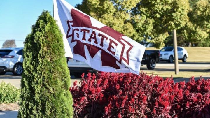 The Mississippi State University flag flies as family, friends, and teammates, both past and present honor, fallen MSU football star Sam Alton Westmoreland at The Orchard Church in Tupelo, Miss., Wednesday, October 26, 2022. Westmoreland passed away last Wednesday, October 19, just two days ahead of his 19th birthday.TCL Westmoreland Funeral 203