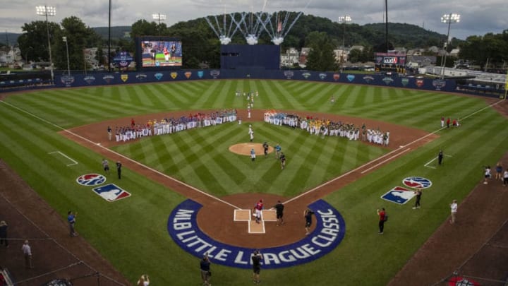SOUTH WILLIAMSPORT, PA - AUGUST 19: A general view of Historic Bowman Field during the ceremonial first pitch prior to the 2018 Little League Classic between the New York Mets and the Philadelphia Phillies on Sunday, August 19, 2018 in Williamsport, Pennsylvania. (Photo by Alex Trautwig/MLB Photos via Getty Images)
