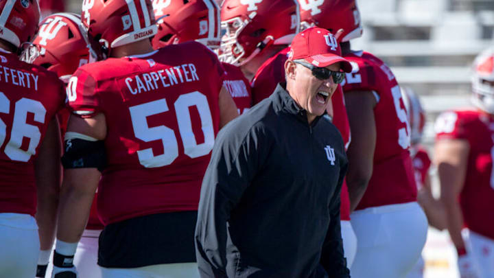 Oct 16, 2021; Bloomington, Indiana, USA; Indiana Hoosiers head coach Tom Allen Mandatory Credit: Marc Lebryk-USA TODAY Sports