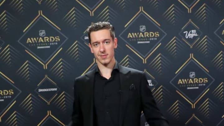 LAS VEGAS, NEVADA – JUNE 19: Jordan Binnington of the St. Louis Blues holds the Stanley Cup as he arrives at the 2019 NHL Awards at the Mandalay Bay Events Center on June 19, 2019 in Las Vegas, Nevada. (Photo by Bruce Bennett/Getty Images)