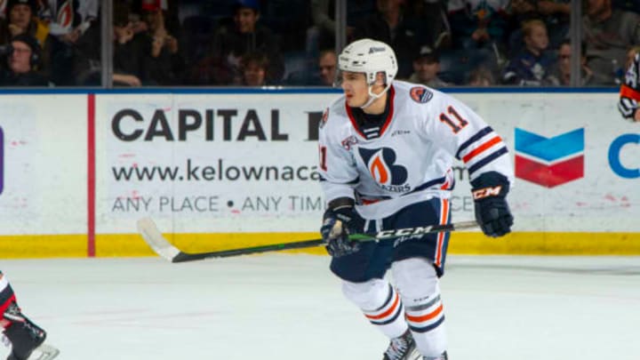 KELOWNA, BC – NOVEMBER 16: Logan Stankoven #11 of the Kamloops Blazers skates against the Kelowna Rockets at Prospera Place on November 16, 2019 in Kelowna, Canada. (Photo by Marissa Baecker/Getty Images)