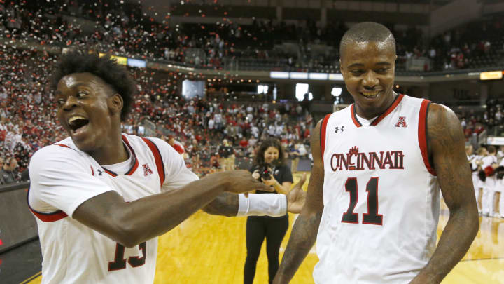 AAC Basketball Cincinnati Bearcats forwards Trevon Scott (13) and Gary Clark David Kohl-USA TODAY Sports