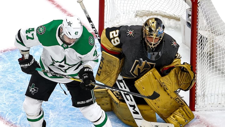 Marc-Andre Fleury #29 of the Vegas Golden Knights (Photo by Bruce Bennett/Getty Images)