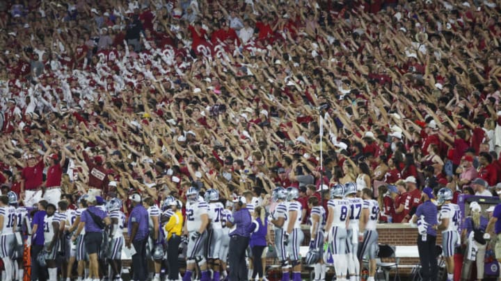 Sep 24, 2022; Norman, Oklahoma, USA; Oklahoma Sooners fans during the game against the Kansas State Wildcats at Gaylord Family-Oklahoma Memorial Stadium. Mandatory Credit: Kevin Jairaj-USA TODAY Sports