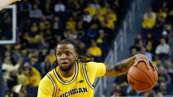 Mar 5, 2020; Ann Arbor, Michigan, USA; Michigan Wolverines guard Zavier Simpson (3) dribbles against the Nebraska Cornhuskers at Crisler Center. Mandatory Credit: Rick Osentoski-USA TODAY Sports Mar 5, 2020; Ann Arbor, Michigan, USA; Michigan Wolverines guard Zavier Simpson (3) dribbles against the Nebraska Cornhuskers at Crisler Center. Mandatory Credit: Rick Osentoski-USA TODAY Sports