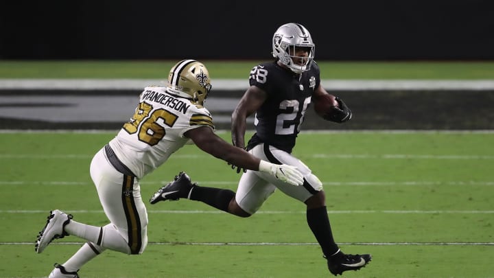 Las Vegas Raiders running back Josh Jacobs (Photo by Christian Petersen/Getty Images)