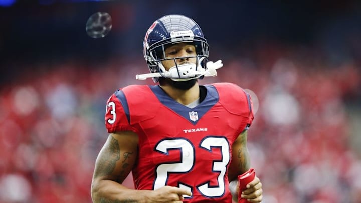 Nov 2, 2014; Houston, TX, USA; Houston Texans running back Arian Foster (23) before the game against the Philadelphia Eagles at NRG Stadium. Mandatory Credit: Kevin Jairaj-USA TODAY Sports
