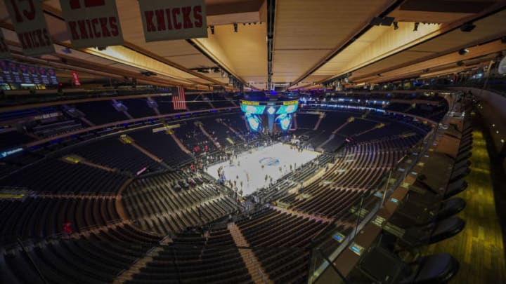 The St. John's basketball team plays in an empty Madison Square Garden. (Photo by Porter Binks/Getty Images).
