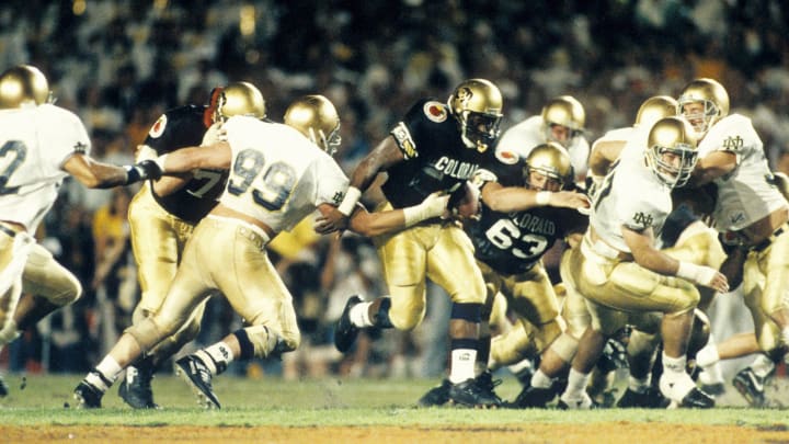 Jan 1; 1990; Miami, FL, USA; FILE PHOTO; Colorado Buffaloes running back Eric Bieniemy (1) Mandatory Credit: RVR Photos-USA TODAY Network