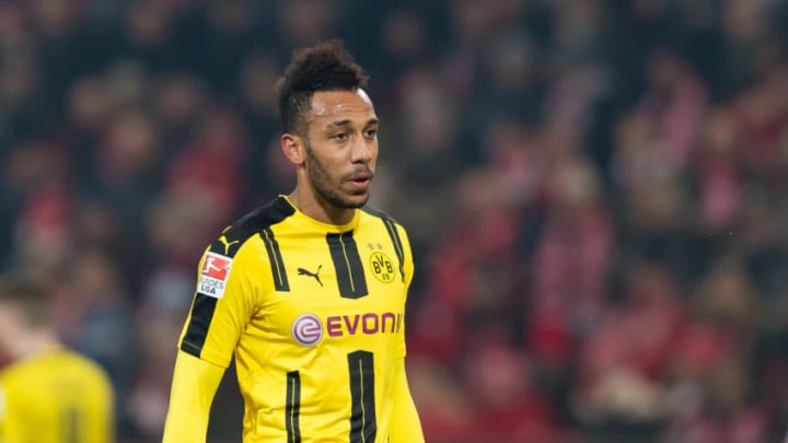 MAINZ, GERMANY - JANUARY 29: Pierre-Emerick Aubameyang of Dortmund looks on during the Bundesliga match between 1. FSV Mainz 05 and Borussia Dortmund at the Opel Arena on January 29, 2017 in Mainz, Germany. (Photo by TF-Images/Getty Images)