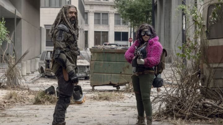 Khary Payton as Ezekiel, Paola Lazaro as Princess - The Walking Dead _ Season 10, Episode 15 - Photo Credit: Jace Downs/AMC