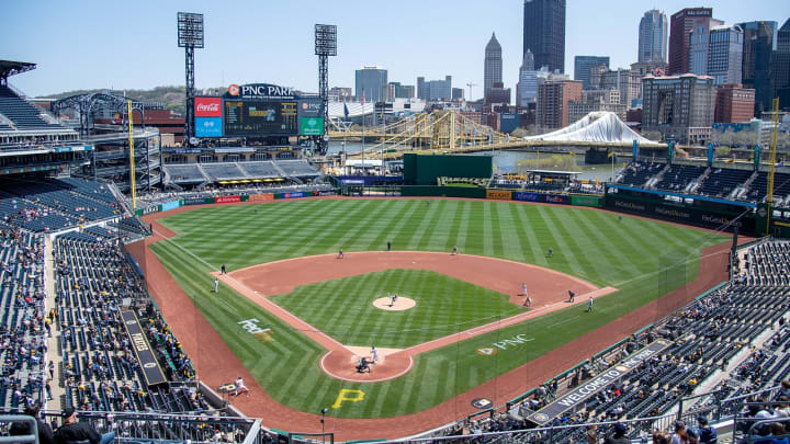 PITTSBURGH, PA – APRIL 28: A general view of the field in the third inning during the game between the Pittsburgh Pirates and the Milwaukee Brewers at PNC Park on April 28, 2022 in Pittsburgh, Pennsylvania. (Photo by Justin Berl/Getty Images)