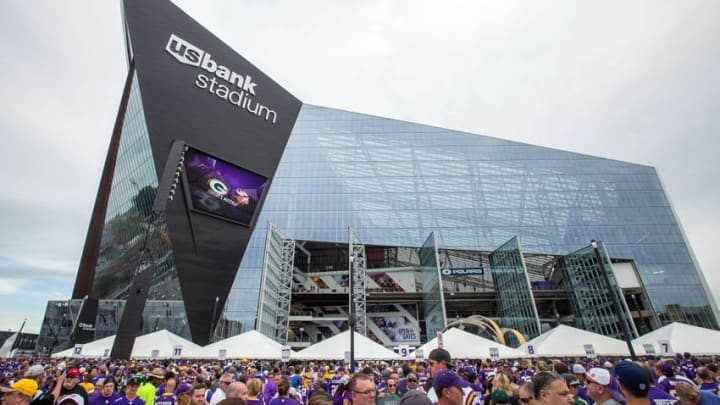 Sep 18, 2016; Minneapolis, MN, USA; A general view of the extra of U.S. Bank Stadium prior to the game between the Minnesota Vikings and Green Bay Packers. Mandatory Credit: Brace Hemmelgarn-USA TODAY Sports