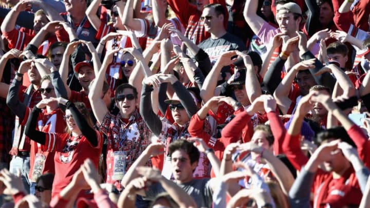PASADENA, CA - JANUARY 01: Ohio State Buckeyes fans during the Rose Bowl Game presented by Northwestern Mutual at the Rose Bowl on January 1, 2019 in Pasadena, California. (Photo by Kevork Djansezian/Getty Images)