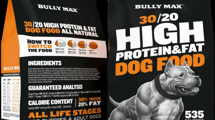 Bully Max 30/20 High Protein & Fat Dog Food. Image courtesy of Bully Max.