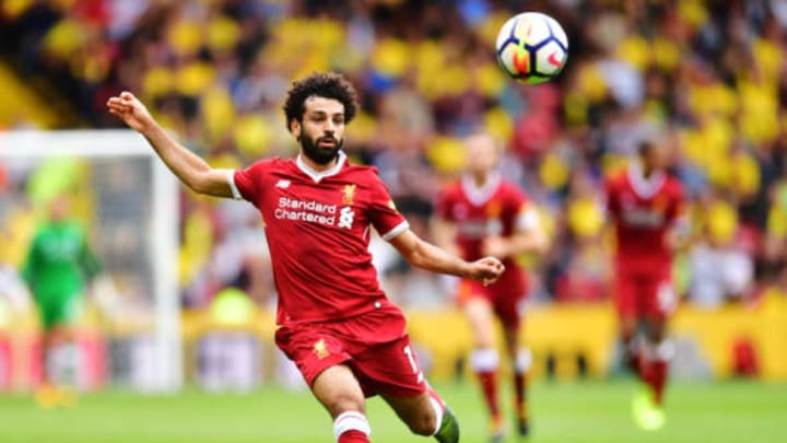 WATFORD, ENGLAND – AUGUST 12: Mohamed Salah of Liverpool in action during the during the Premier League match between Watford and Liverpool at Vicarage Road on August 12, 2017 in Watford, England. (Photo by Alex Broadway/Getty Images)