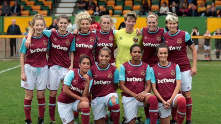 West Ham United Ladies Team during FA Women's Premier League Cup - Preliminary Round match between West Ham United Ladies and Tottenham Hotspur Ladies at Thurrock Football Club on 04th Sept 2016 in London, England. (Photo by Kieran Galvin/NurPhoto via Getty Images)