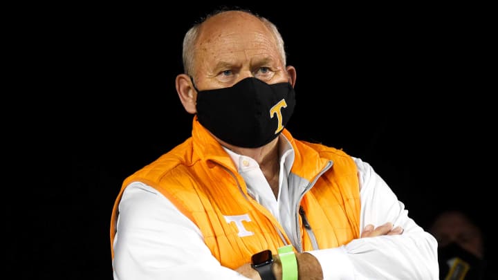 Tennessee athletic director Phillip Fulmer watches his team during the second half at Vanderbilt Stadium Saturday, Dec. 12, 2020 in Nashville, Tenn.Gw43451