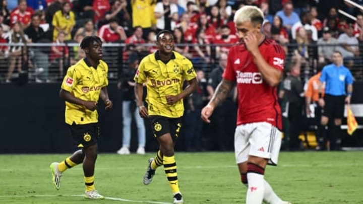 Youssoufa Moukoko came up with the winning goal for Borussia Dortmund (Photo by PATRICK T. FALLON/AFP via Getty Images)