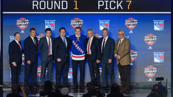 CHICAGO, IL - JUNE 23: The New York Rangers select center Lias Andersson with the 7th pick in the first round of the 2017 NHL Draft on June 23, 2017, at the United Center in Chicago, IL. (Photo by Daniel Bartel/Icon Sportswire via Getty Images)