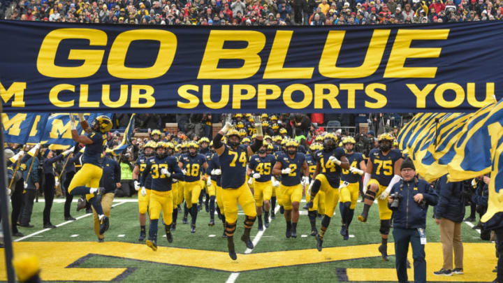 ANN ARBOR, MICHIGAN - NOVEMBER 30: The Michigan Wolverines football team takes the field before a college football game against the Ohio State Buckeyes at Michigan Stadium on November 30, 2019 in Ann Arbor, MI. (Photo by Aaron J. Thornton/Getty Images)