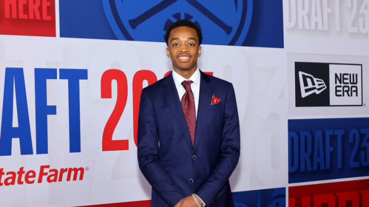NEW YORK, NEW YORK - JUNE 22: Bilal Coulibaly arrives prior to the first round of the 2023 NBA Draft at Barclays Center on June 22, 2023 in the Brooklyn borough of New York City. NOTE TO USER: User expressly acknowledges and agrees that, by downloading and or using this photograph, User is consenting to the terms and conditions of the Getty Images License Agreement. (Photo by Arturo Holmes/Getty Images)