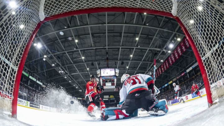 Seth Jarvis #24 of the Portland Winterhawks scores a second period goal . (Photo by Marissa Baecker/Getty Images)